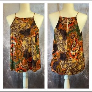 Brown and orange high neck tank